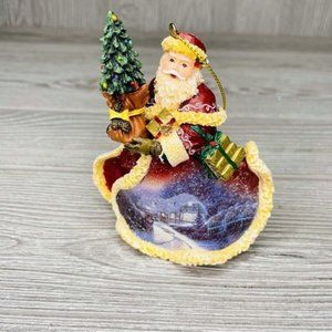 Thomas Kinkade old worlds Santa Christmas ornament w/ Christmas tree decoration
